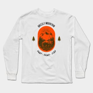 Grizzly Mountain Hunt Camp Fish - Red Long Sleeve T-Shirt